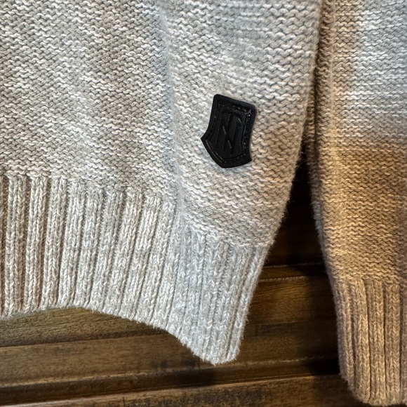 Trash Nouveau Knit Pullover Sweater Shawl Neck Mens LRG Striped Multi Color Grey - Picture 4 of 7